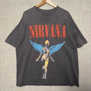 Nirvana Shirt Mens XL Black In Utero Angel Graphic Tee Rock Band Grunge Music